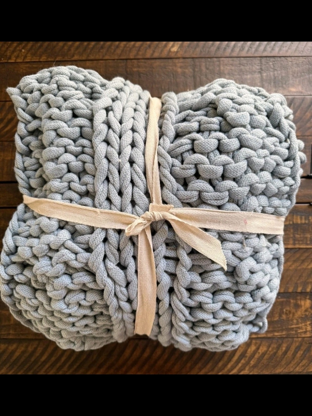 APottery Barns Colossal Throw Knit Blanket  Chambray Blue 40×56